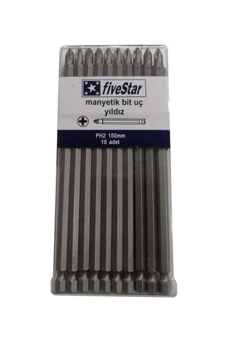 Yıldız Başlı Manyetik Bits Uç Ph 2x150 Mm Matkap Ucu Vidalama Ucu 10 Adet