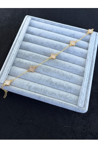 Altın Renk Beyaz Sedef Bijuteri Kadın Bileklik Gold