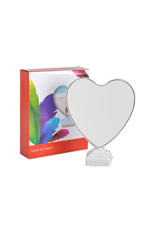 Led Işıklı Kalpli Sihirli Ayna 23x18,5cm Beyaz Fotoğraflı Kişiselleştirebilir Ürün Kırmızı