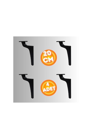 20 Cm Metal Zirve Ayak Koltuk Ayağı Mobilya Ayağı Ünite Ayağı Konsol Ayağı Puf Berjer Ayağı 4 Adet Siyah