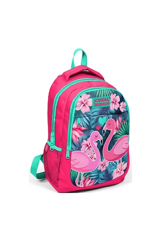 Yaygan Kids Pembe Yeşil Flamingo Kız Çocuk Ilk ve Orta Okul Çanta