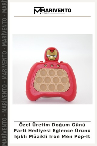Özel Üretim Doğum Günü Parti Hediyesi Eğlence Ürünü Işıklı Müzikli Iron Men Pop-it