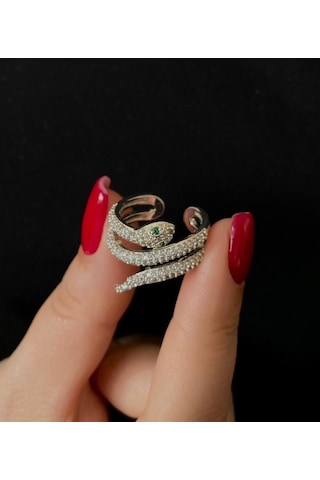 Kadın Ayarlanabilir 3 Sıra Yılan Yüzük Çok Renkli