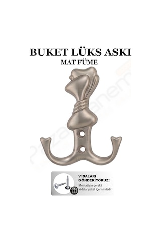 Buket Askı Lüks Vestiyer Duvar Dolap Elbise Askısı Mat Füme