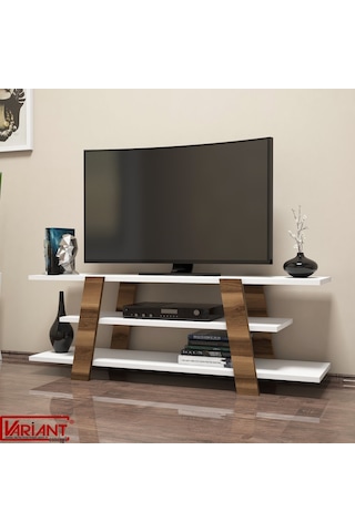Variant Flower Tv Sehpası Tv Ünitesi Ceviz Beyaz