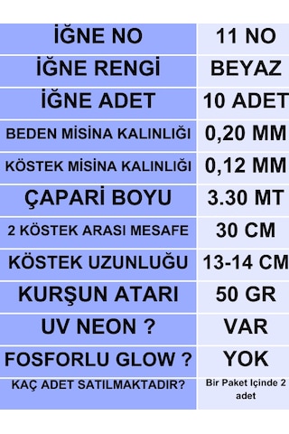 Ea genset İstavrit Çaparisi 20x12 11 No 10 Beyaz İğneli 2li Paket