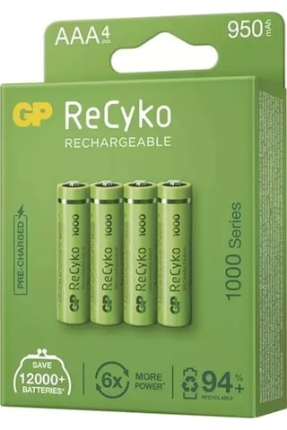 Gp Recyko 950 Mah Aaa İnce 4lü Şarjlı Kalem Pil Gp100aaahce 2eb4 Gprhc103e001