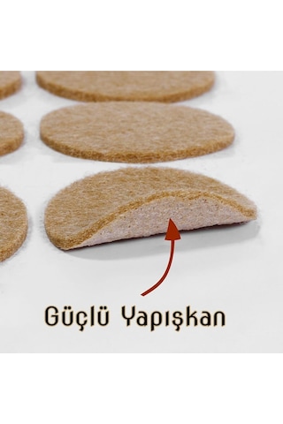 50 Mm Yapışkanlı Mobilya Ayağı Keçesi 10'lu Sessiz Kullanım Ve Zemin Koruyucu Kahverengi
