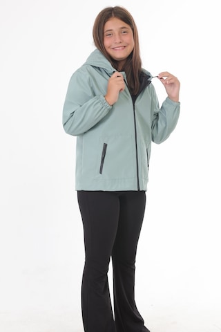 Kız Çocuk Mint Yeşili I Çi Astarlı Su Ve Rüzgar Geçirmez Kapüşonlu Çift Fermuarlı Cepli Yağmurluk Mint Yeşili