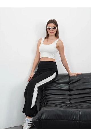 Yandan Katlamalı Pantolon Siyah Siyah