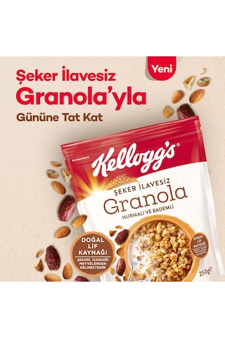 Kellogg's Şeker İlavesiz Hurmalı ve Bademli Granola 3 x 250 G
