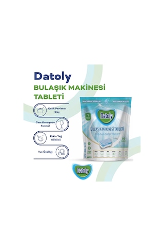 Datoly Hepsi 1 Arada Bulaşık Makinesi Tableti 50'li - Yağ Sökücü, Tuz & Parlatıcı Etkili Kireç Önleyici Deterjan 3'lü Set