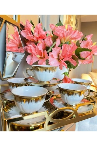 Çeyizci Çarşı Joyful Çay Ve Nescafe Fincanı Takımı Purebone-374 Gold