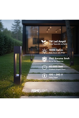 Aka Bahçe Aydınlatma Bollardı 60 Cm 4000k Doğal Beyaz Işık, Ip65 Su Geçirmez Alüminyum Dış Mekan Yolu, Villa, Peyzaj Ve Teras Led Direk Lambası Modern Dekoratif Tasarım Sku: Smgstk58a01f33d9