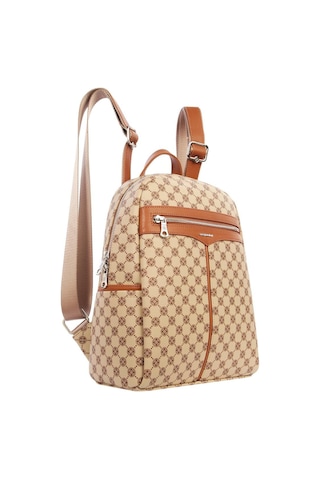 Cengiz Pakel Monogram Kullanışlı Kadın Sırt Çantası - 7368p - Vizon/taba Çok renkli