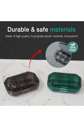 Likeable Günlük Hap Saklama Kutusu, Taşınabilir Hap Kutusu, 2'li Paket 6 Bölmeli Seyahat Için Ilaç Kutusu Yeşil Ve Gri