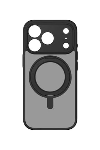 Apple iPhone Uyumlu 17 Pro Roller Serisi 360 Dönebilen Halka Standlı Magsafe Kılıf Black