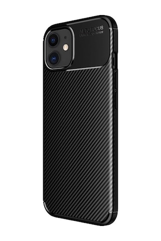 Apple Uyumlu iPhone 11 Kılıf Focus Carbon Desen Silikon Kapak Siyah