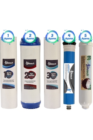 Lifetech 5 Aşama Filtre Seti (Membran Filtreli) Lifetech 5 Aşama Filtre Seti (Membran Filtreli)