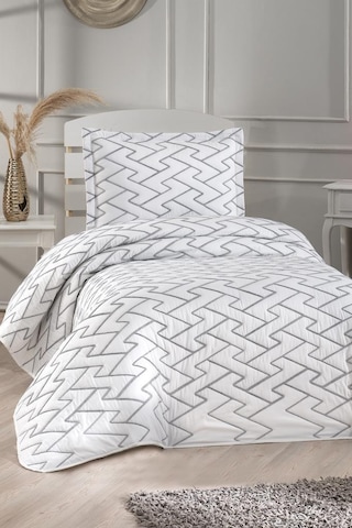 Maria Kapitoneli Tek Kişilik Yatak Örtüsü 180x240 Krem - Gri Krem Gri