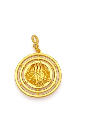 Altın Kaplama İmitasyon Ajda Desenli Tuğralı Orta Boy Kolye Ucu Tgr-731 Altın