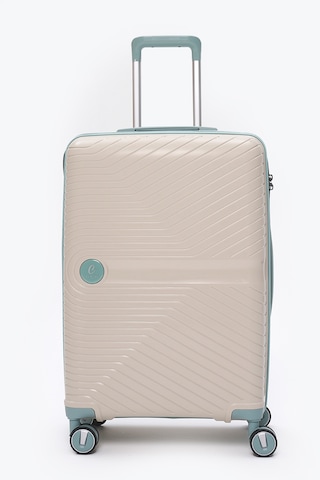 4 Lü Valiz Seti Elatae Exclusive Pro Polipropilen Kırılmaz Büyük - Orta - Kabin Boy Ve Makyaj Bej - Mavi 5239