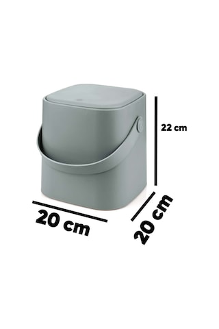 Tutma Saplı İç Kovalı Tezgah Üst Mutfak ve Banyo Çöp Kovası 4 Lt - Gri