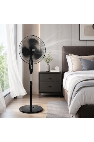 Pervane Akçay 16 Inch 3 Kanatlı Ayaklı Vantilatör Metal Izgaralı Siyah