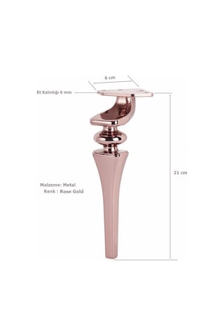 4 Adet Sintra Lüx Metal Ayak 21 Cm Mobilya Ayağı Rose Gold Çok Renkli