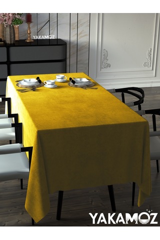 Balpeteği Sarısı Kadife Dokulu Masa Örtüsü Dertsiz Velvet Touch Serisi Balpeteği Sarısı