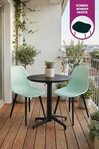 Vilinze Tilia Plastik Bahçe Balkon Bistro Seti Katlanır Masa 60 60 Cm Tilia-siyah-eames2-myeşili-siyah Diğer