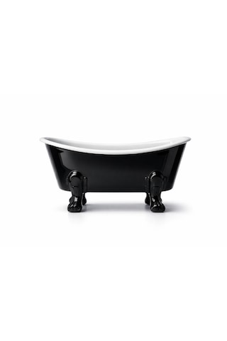 Dekoratif Metal Sabunluk Vintage Küvet Tasarım Banyo Sabunluk Banyo Lavabo Dekoru Ahşap - Siyah