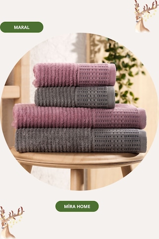 Mira Home 4 Parça Maral Battal %100 Pamuklu Banyo Havlu Takımı 90x160 Cm Antrasit