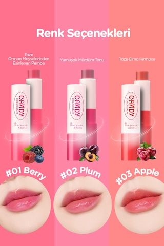 Dudakları Nemlendiren Parlak Bitişli Renkli Dudak Balmı A'pıeu The Pure Candy Color Balm No.01 Berry