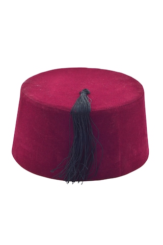 Osmanlı Bordo Erkek Püsküllü Damat Kına Fesi 8cmx51cm Kısa