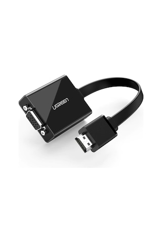 Ugreen Flat Kablolu Hdmı - Vga Aux Dönüştürücü 25 Cm, Siyah, 40248