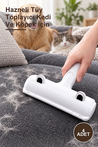 4 Adet Hazneli Tüy Toplayıcı Kedi Ve Köpek İçin