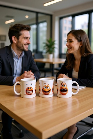 Seramik Kupa Komik Diş Gülüşü Karakterli Baskılı 300 Ml Hediyelik Beyaz