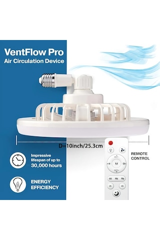 Xuweiwei Beyaz E27 Uzaktan Kumandalı Led Akıllı Tavan Vantilatör Lambası 3 Hız 3 Renk 17 Mod E27