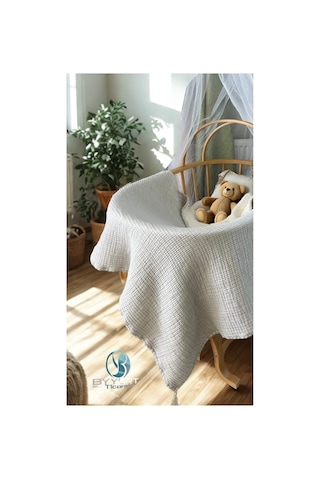 %100 Pamuk Müslin Bebek Yorgan İvory