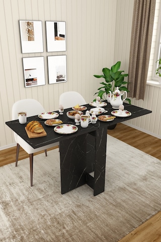 Asra Trend Katlanır Mutfak Yemek Masası KM-32 %100 MDF Akıllı Çalışma Masası Royal Mermer