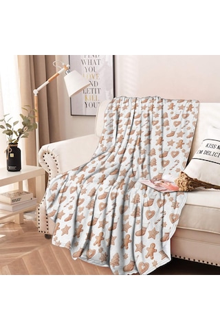 Noel Desenli 47 İnç Yuvarlak Flanel Battaniye, Yetişkin Ve Çocuk İçin, Yumuşak, Rahat Ve Hafif Noel Zencefil Ekmek Kurabiye