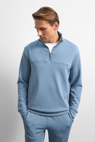 Backandbond Mavi Regular Fit Yarım Fermuarlı Sweatshirt