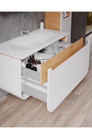 Creavit Pion Lavabo Dolabı 120 Cm Beyaz-meşe Beyaz