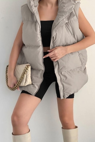 Noa&noa Kadın Taş Kapüşonlu Oversize Boyfriend Şişme Yelek Taş Taş