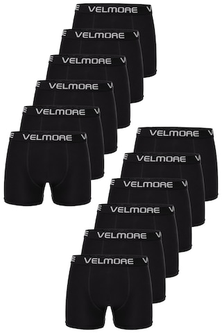 Velmore Erkek Boxer 12 Li Premium Kutu Pamuklu Likralı Beden S - 5xl Siyah