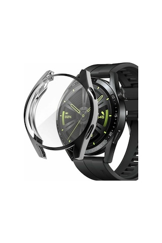 Huawei Watch Gt3 46mm Silikon Kapak Kılıf Ekran Koruyucu Siyah