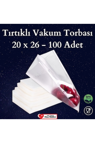 Tırtıklı Vakum Makinesi Poşeti Torbası- 20X25 Cm - 100 Adet