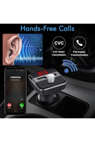 Bluetooth Lcd Araç Kiti Fm Verici Çift Çift Usb Araç Şarjı Dc 5V
