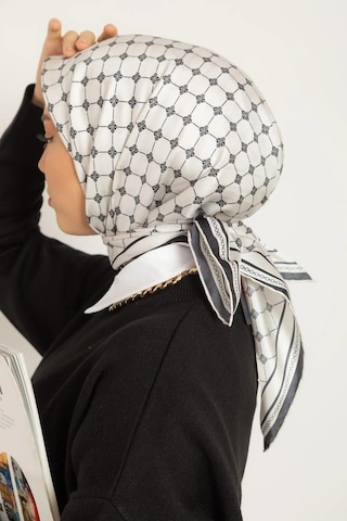 Silk Home Twill İpek Eşarp - 11393-17 Gümüş Siyah Gümüş - Siyah